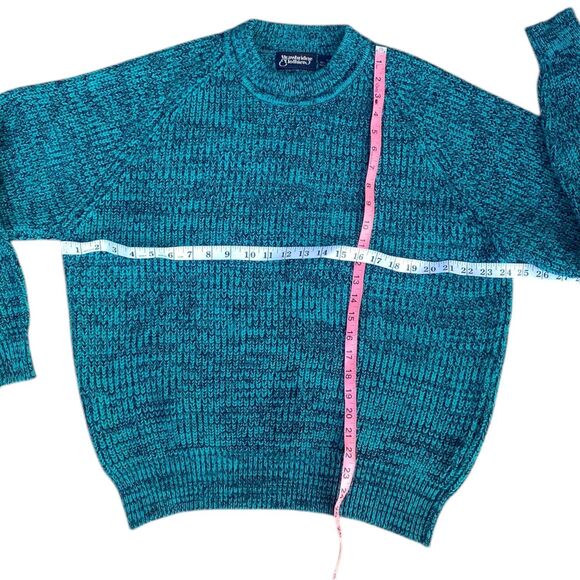Vtg Strawbridge & Clothier Size XL green navy marled chunky pullover sweater - Picture 7 of 8